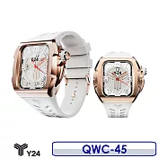Y24 Quartz Watch 45mm 石英錶芯手錶 QWC-45 玫瑰金錶殼/白錶帶 (適用Apple Watch 45mm)