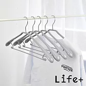 【Life+】北歐ins 乾濕兩用多功能防滑寬肩衣架10入/組 6色任選 灰色