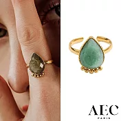 AEC PARIS 巴黎品牌 梨形切割東菱玉戒指 金色可調式戒指 THIN RING AYA