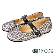 【GREEN PHOENIX】女 瑪莉珍鞋 休閒鞋 平底 全真皮 羊皮 香港製 EU35 古銅色