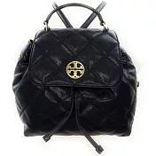 TORY BURCH 雙T-LOGO束口格菱紋皮革後揹包-黑