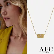 AEC PARIS 巴黎品牌 金色簡約白鑽小方塊項鍊 CHAIN NECKLACE BORÉE