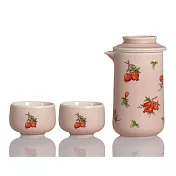 《乾唐軒活瓷》 石榴花開泡茶器 / 一壺+二杯 / 復古玫瑰色 無 復古玫瑰色
