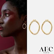 AEC PARIS 巴黎品牌 簡約白鑽 金色立體橢圓形耳環 DROP EARRINGS DIONYSOS