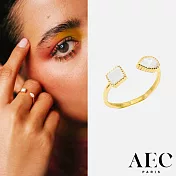 AEC PARIS 巴黎品牌 方形X梨形切割月光石 金色可調式戒指 THIN RING KATIA