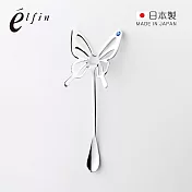 【日本高桑金屬】日製蝴蝶造型鑽飾不鏽鋼攪拌匙-2入-多色可選- 銀色 (藍鑽飾)