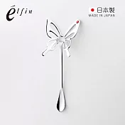 【日本高桑金屬】日製蝴蝶造型鑽飾不鏽鋼攪拌匙-2入-多色可選- 銀色 (紅鑽飾)