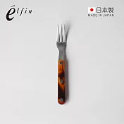 【日本高桑金屬】日製大理石紋不鏽鋼甜點叉-2入-多色可選- 琥珀棕
