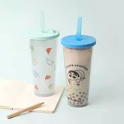 蠟筆小新雙層透明吸管杯(710ml)  -塗鴉