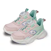 【LOTTO 義大利】童鞋 閃焰 轉扣避震跑鞋- 23cm 粉/蘋果綠