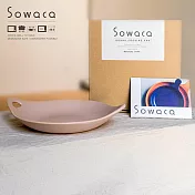 日本手工名陶 美濃燒 Sowaca 圓形雙耳陶盤 (多色任選) 淡粉