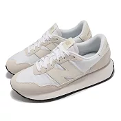 New Balance 休閒鞋 237 女鞋 白 亞麻 麂皮 拼接 緩衝 情侶鞋 NB WS237CG-B