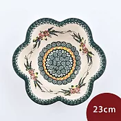 波蘭陶 碧綠幽然系列 花形深盤 23cm 波蘭手工製 造型盤 陶瓷盤 菜盤 水果盤 沙拉盤