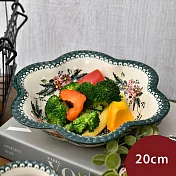 波蘭陶 碧綠幽然系列 花形深盤 20cm 波蘭手工製 造型盤 陶瓷盤 菜盤 水果盤 沙拉盤