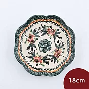 波蘭陶 碧綠幽然系列 波浪淺盤 18cm 波蘭手工製 造型盤 陶瓷盤 菜盤 水果盤 沙拉盤