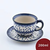 波蘭陶 蕙質蘭心系列 花茶杯盤組 200ml 波蘭手工製 馬克杯 點心盤