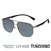 Turoshio太空尼龍偏光太陽眼鏡 金屬雙槓飛官款 嵌入式鏡片 J8076 C3 霧金