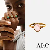 AEC PARIS 巴黎品牌 蛋型切割粉水晶戒指 幸運3粉鑽戒指 THIN RING THALASSA 54