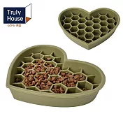 【Truly House】寵物頂級矽膠加大加厚慢食墊 愛心款 防打翻設計/慢食盤/防噎食碗/寵物碗(兩色任選) 綠色