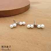 飛舞蝴蝶排列珍珠925純銀耳環 (外鍍專櫃級正白K.貼耳耳環)