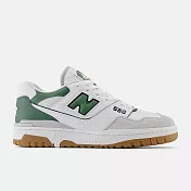 New Balance 550 系列 男女 休閒鞋 白綠-BB550ESB-D US5 白色