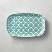 石丸波佐見燒 - 摩洛哥花磚長方盤 - 藍綠