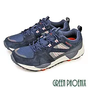 【GREEN PHOENIX】男 運動鞋 休閒鞋 輕量 吸震減壓 透氣 綁帶 真皮 EU42 藍色