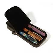 義大利名筆Visconti 經典黑色皮革3入裝筆套  黑色