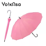 【Yo!kAsa】無敵16傘骨抗風銀膠手開直傘(粉色) 粉色