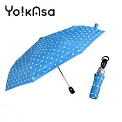 【Yo!kAsa】銀膠防曬抗UV自動開收傘(天藍點點)