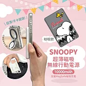 【正版授權】SNOOPY史努比 10000mAh 20W PD超薄磁吸無線快充行動電源 瞇眼款(太空灰)