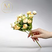 【Floral M】法式花園黃色圓葉小玫瑰花束仿真花花材（1入組）