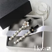 【Hera 赫拉】山茶花珍珠水鑽髮夾/一字夾(2入一組)