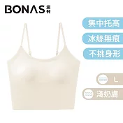 BONAS波倪 法式高階 冰絲涼感無痕BRATOP/無鋼圈背心 淺奶膚L