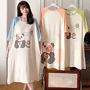 【Wonderland】甜系女孩牛奶絲居家睡裙洋裝(3款) FREE 熊貓花花(橘色)