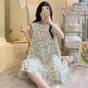 【Wonderland】100%嫘縈仙女風無袖睡衣洋裝(3款) FREE 雛菊(綠)