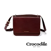 【Crocodile】鱷魚皮件 Naturale 3.0系列 側背包 橫式翻蓋斜背包 義大利植鞣-0104-10305-兩色任選 -深咖啡色