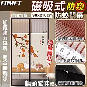 【COMET】金剛網加密防蚊防偷窺磁吸門簾-牆頭貓咪(靜音門簾 免打孔門簾 防蚊門簾 磁釦門簾 磁吸門簾/YJB008)