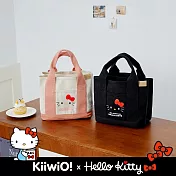 Hello Kitty x Kiiwi O! 聯名款．多隔層厚磅帆布托特包   大臉 黑