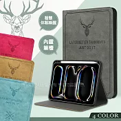 二代筆槽版 VXTRA 2025/2024 iPad Pro 13吋 北歐鹿紋平板立架皮套 保護套 清水灰