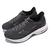 Mizuno 慢跑鞋 Wave Rider 28 男鞋 灰 紅 波浪片 避震 支撐 運動鞋 美津濃 J1GC2403-05