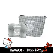 Hello Kitty x Kiiwi O! 聯名款．50週年 機能實用收納包組  黑格子