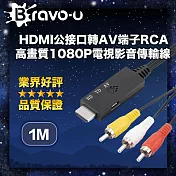 Bravo-u HDMI公接口轉AV端子RCA 高畫質1080P電視影音傳輸線 1M