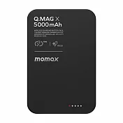 MOMAX摩米士 Q.Mag X 15W金屬碳磁吸快充行動電源5000mAh IP116 黑色