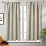 【巴芙洛】高精密純素色穿桿式抗UV遮光窗簾/200*165*1窗2片(可洗衣機洗/窗簾/拉簾/風水簾/門簾) 米色