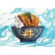 【玲廊滿藝】詞不DA藝-貓貓鰻魚丼18.5x26.1cm