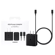 Samsung 三星 原廠新款 45W閃充+1.8m 5A雙Type C線組-支援S25 S24系列【T4511/盒裝】  黑色