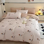 《DUYAN 竹漾》台灣製 40支精梳棉雙人床包被套四件組 / 小狗威利