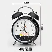 【COMET】4吋雙打鈴卡通靜音鬧鐘(夜光 指針 鬧鐘 鬧鈴 時鐘 雙鈴鬧鐘 床頭鬧鐘/GSR615) 黑色粉小豬