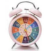 【COMET】4吋雙鈴兒童學習靜音鬧鐘(快速學認時間 兒童早教時鐘 學習自律時鐘 雙打鈴鬧鐘 早教鬧鐘 時鐘 床頭鬧鐘/00023) 櫻花粉